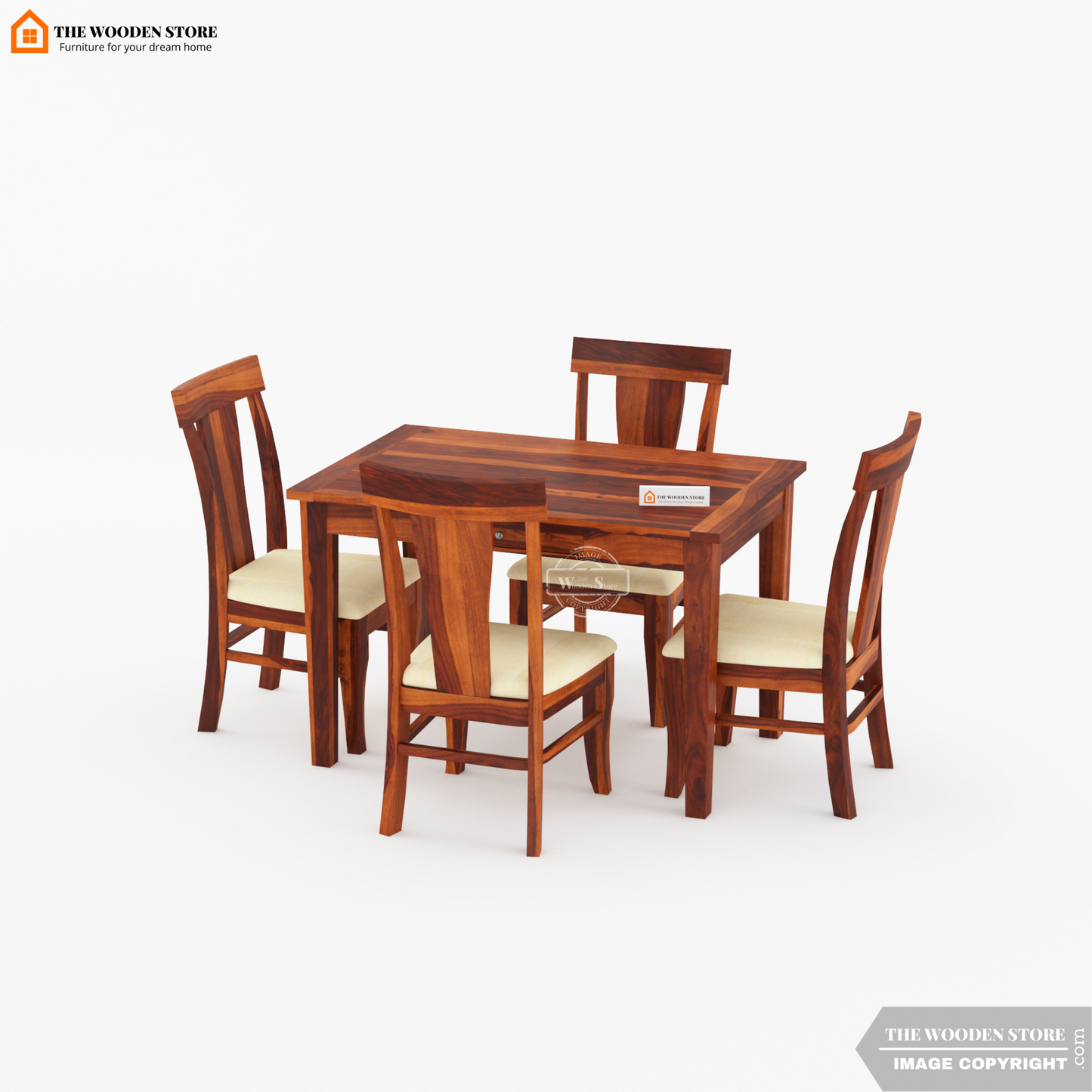Velma 4 Seater Dining Set (Honey Finish)