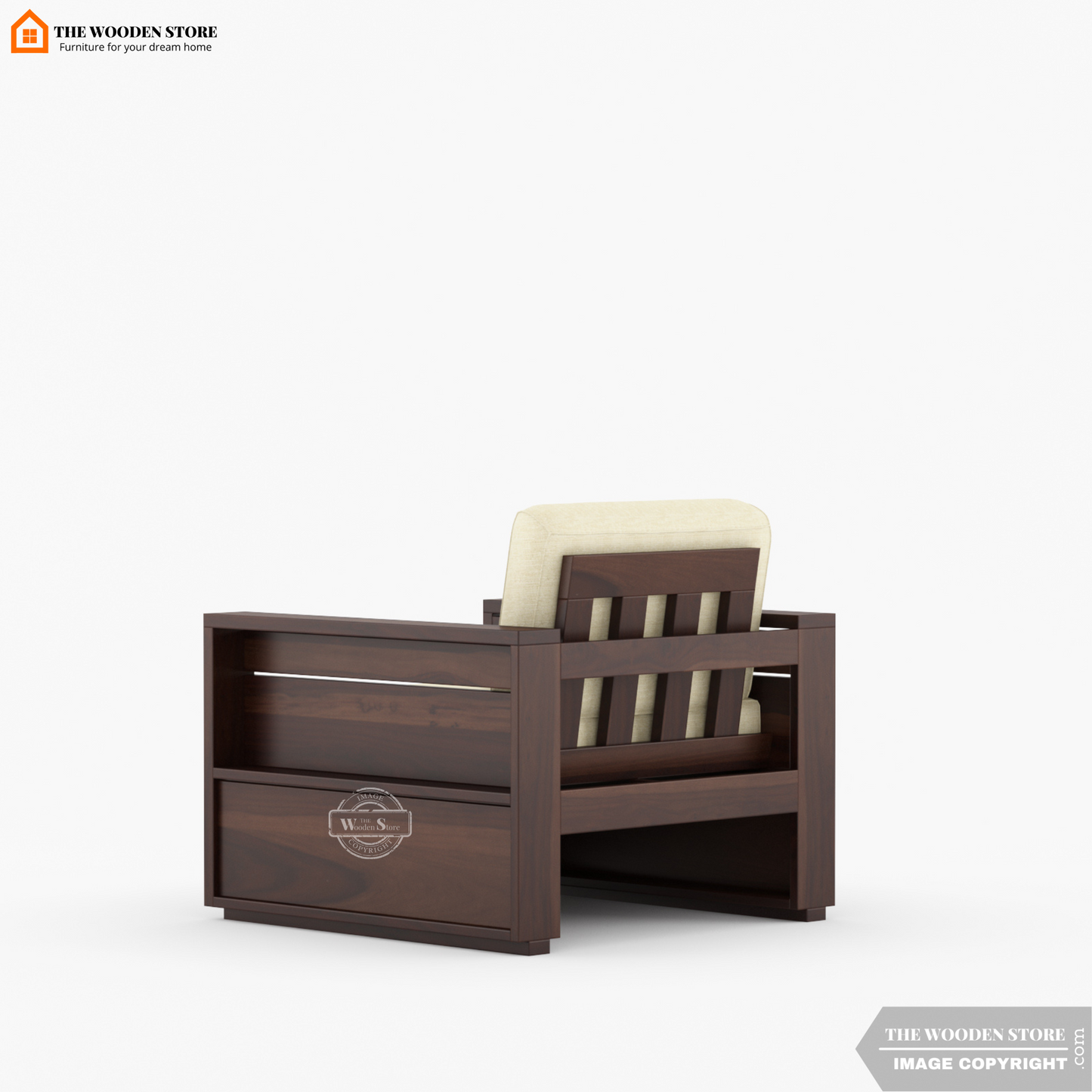 Peter 3+1+1 Wooden Sofa Set (Walnut Finish)