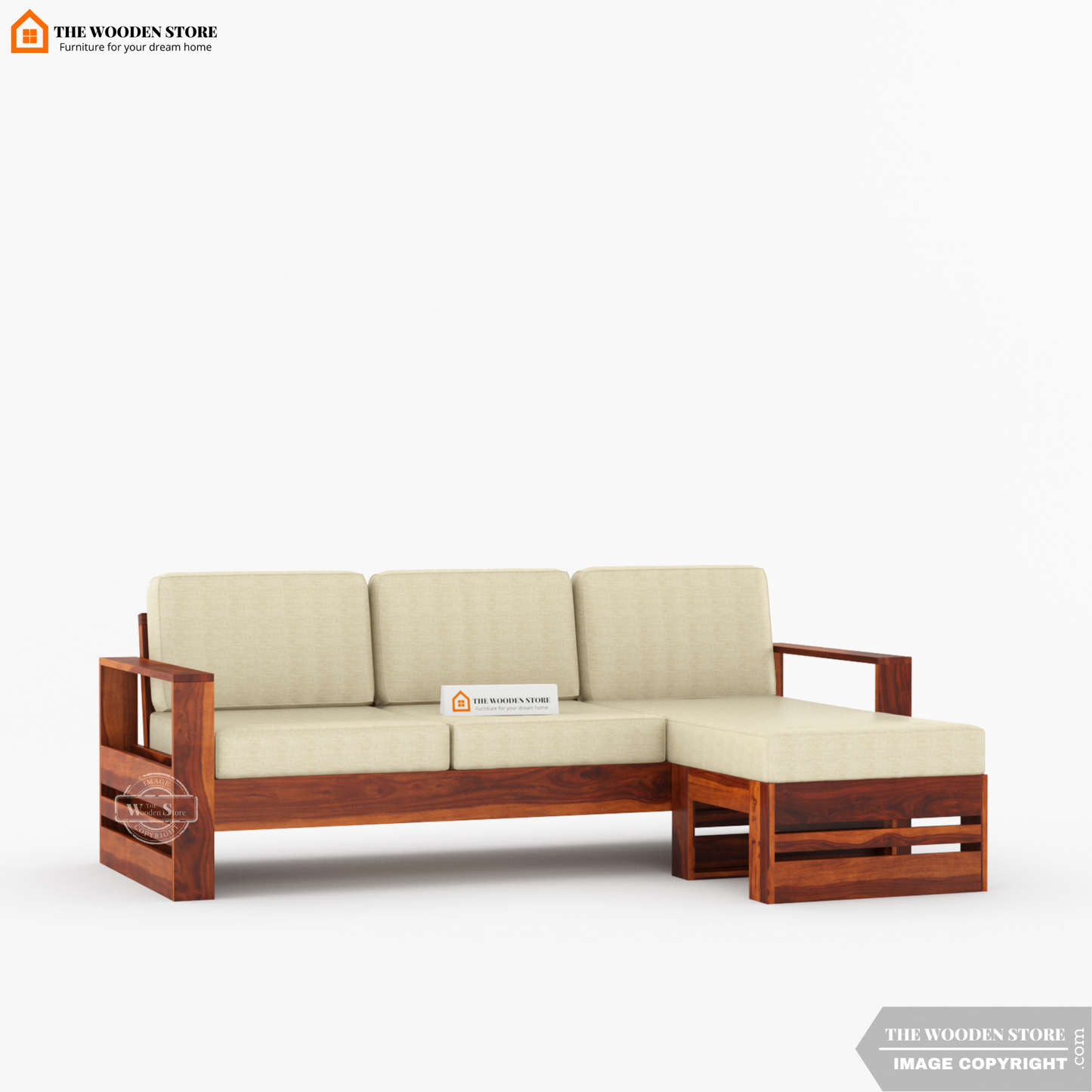 Victor L-Shaped Sofa (Honey Finish)