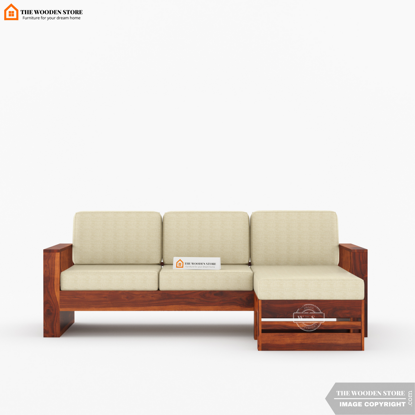 Victor L-Shaped Sofa (Honey Finish)