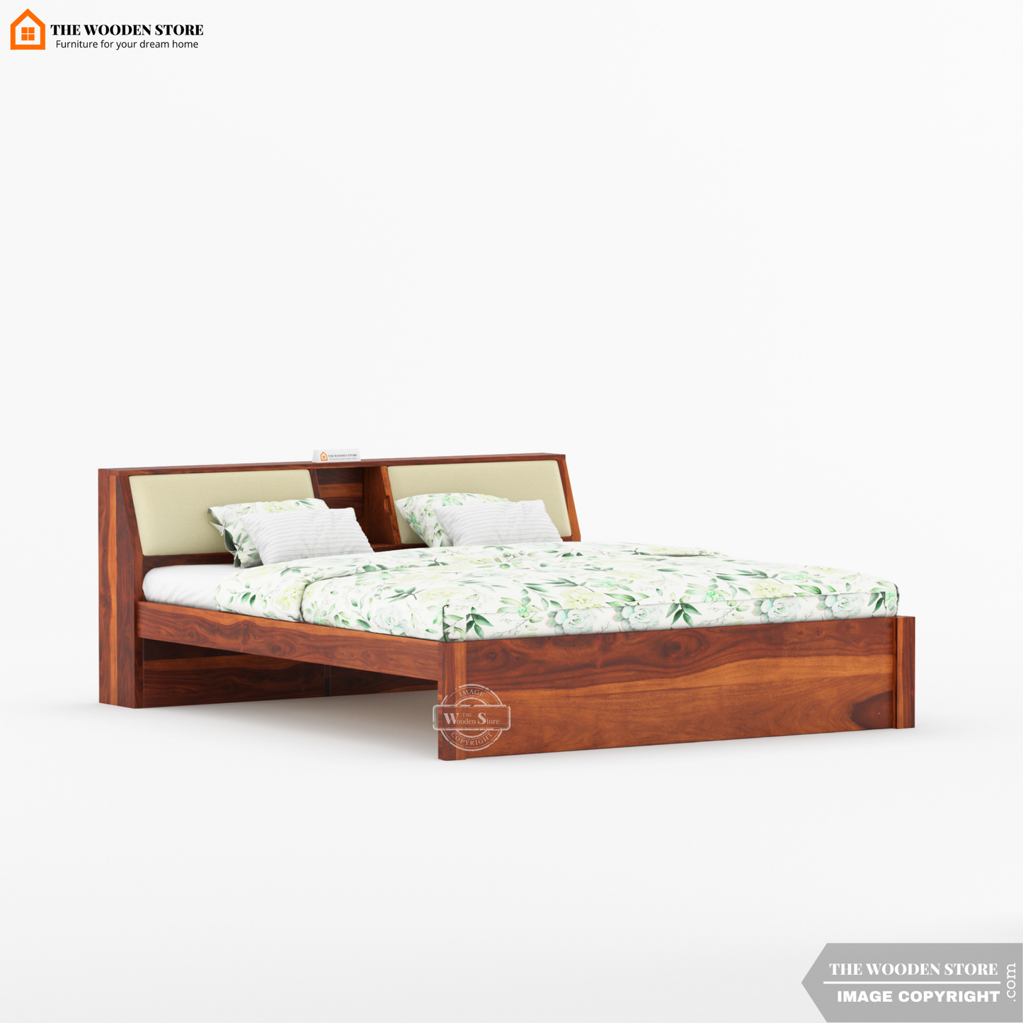 Walker Bed without Storage (King Size, Honey Finish)