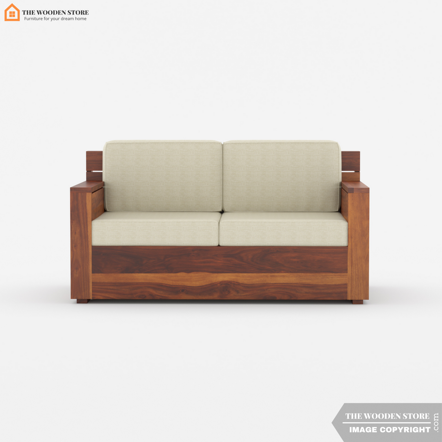 Peter 2 Seater Wooden Sofa (Honey Finish)