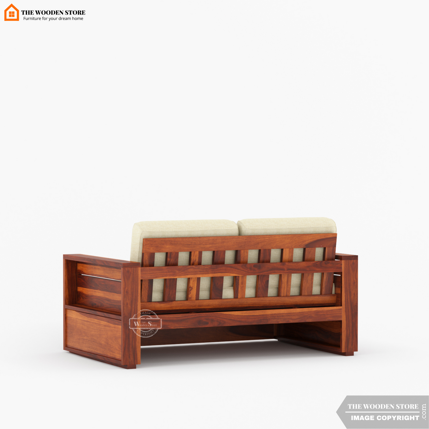 Peter 2 Seater Wooden Sofa (Honey Finish)