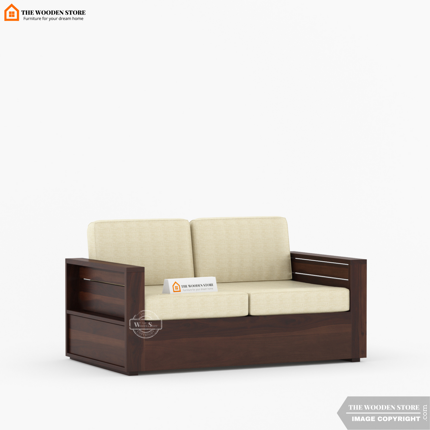Peter 2 Seater Wooden Sofa (Walnut Finish)