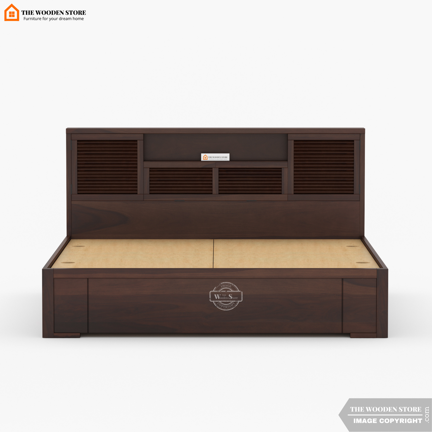 Franklin Bed With Box Storage (King Size, Walnut Finish)