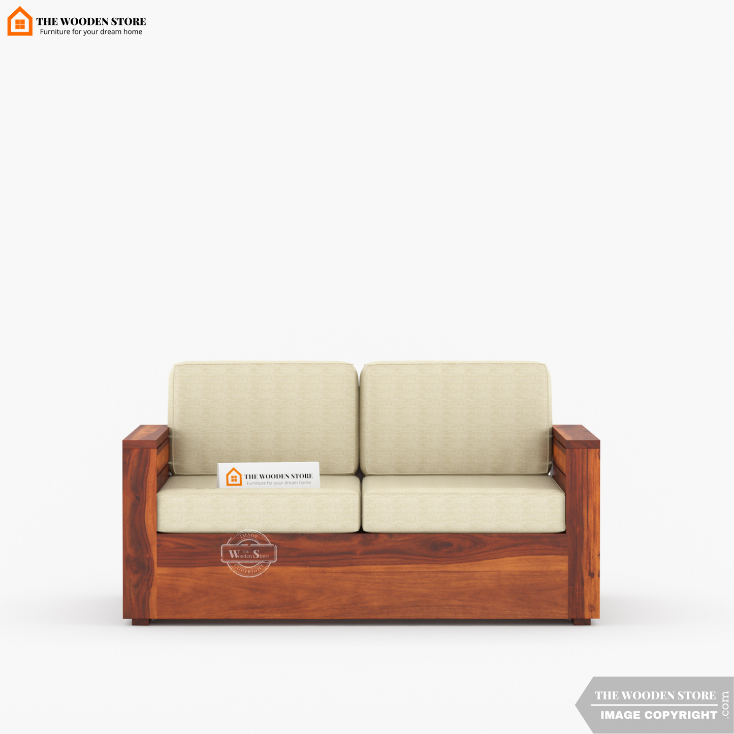 Peter 2 Seater Wooden Sofa (Honey Finish)