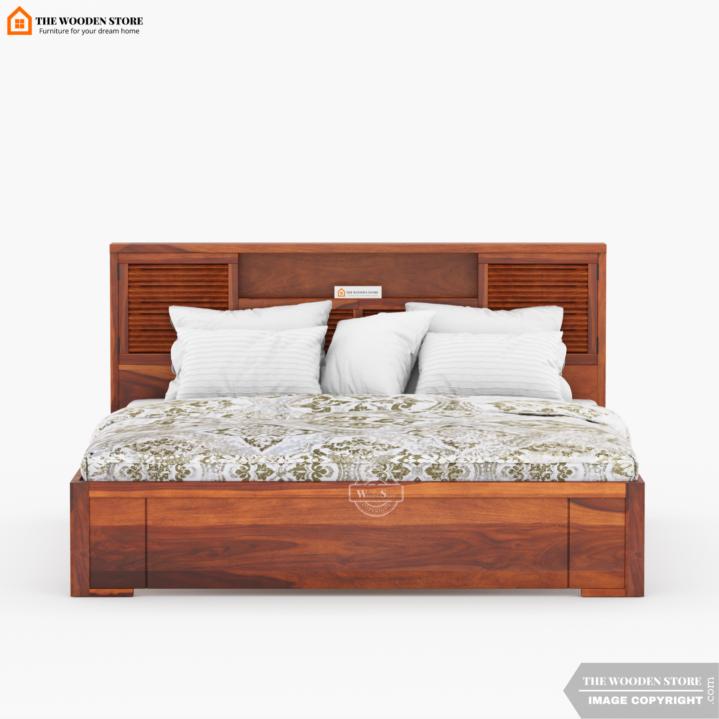 Franklin Bed With Box Storage (Queen Size, Honey Finish)