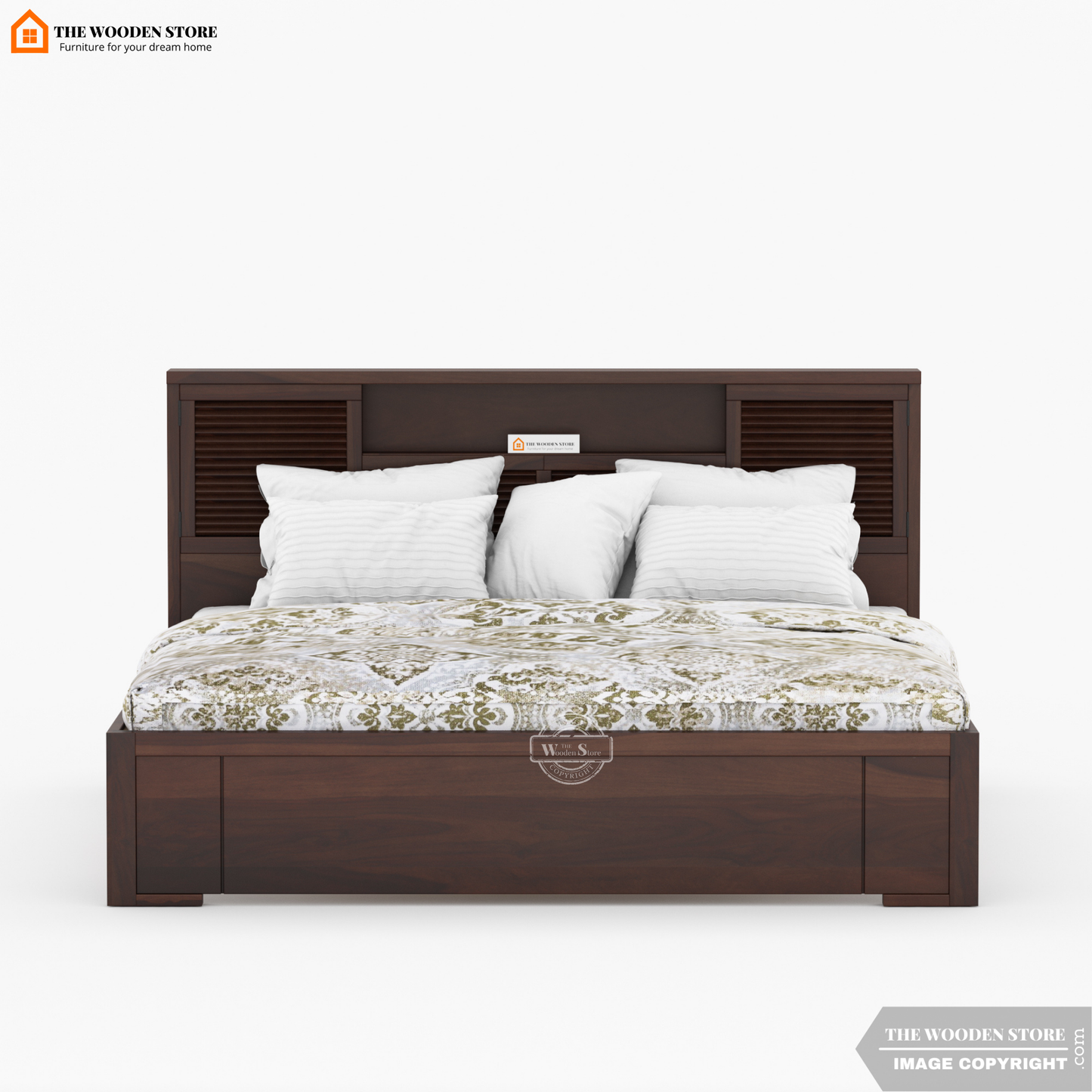 Franklin Bed With Box Storage (King Size, Walnut Finish)
