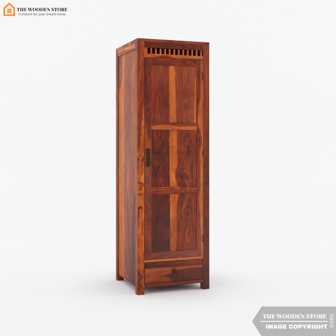 Donald 3 Door Multi-Utility Wardrobe (Honey Finish)