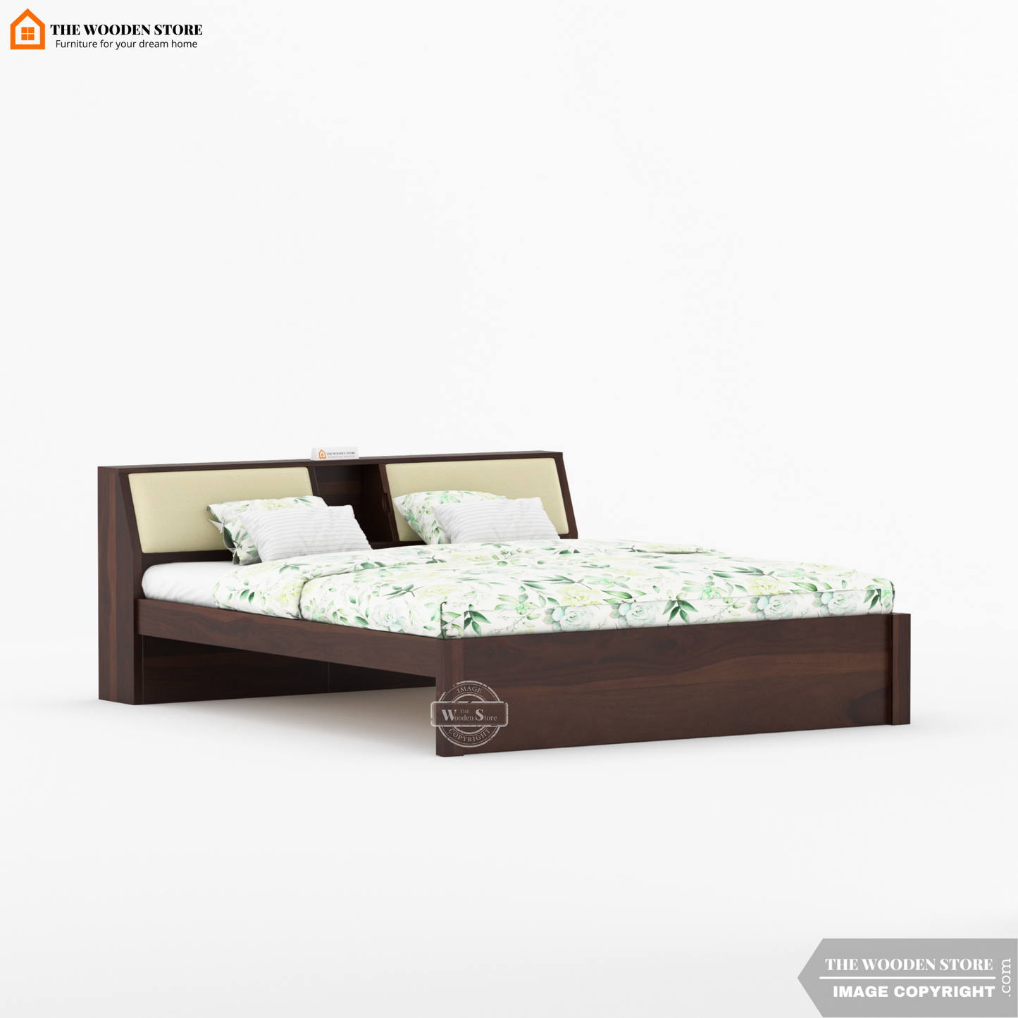 Walker Bed without Storage (King Size, Walnut Finish)