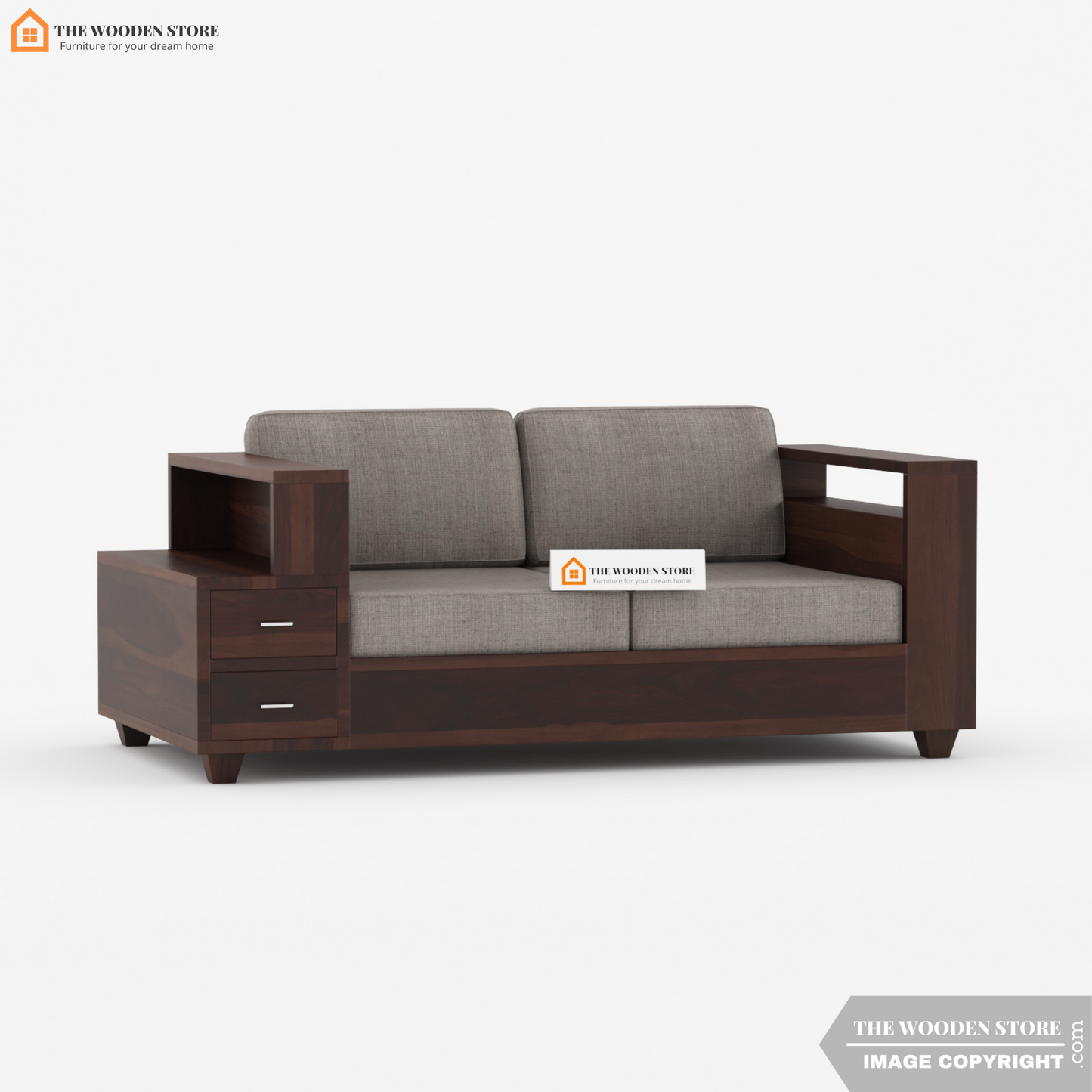 Brian 2 Seater Wooden Sofa (Walnut Finish)