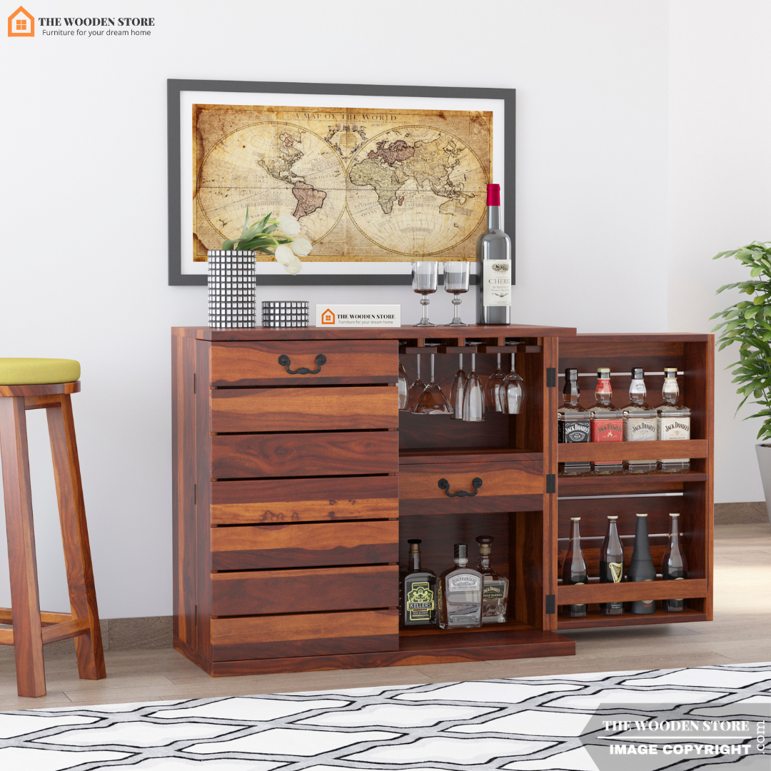 Abigail Bar Cabinet (Honey Finish)