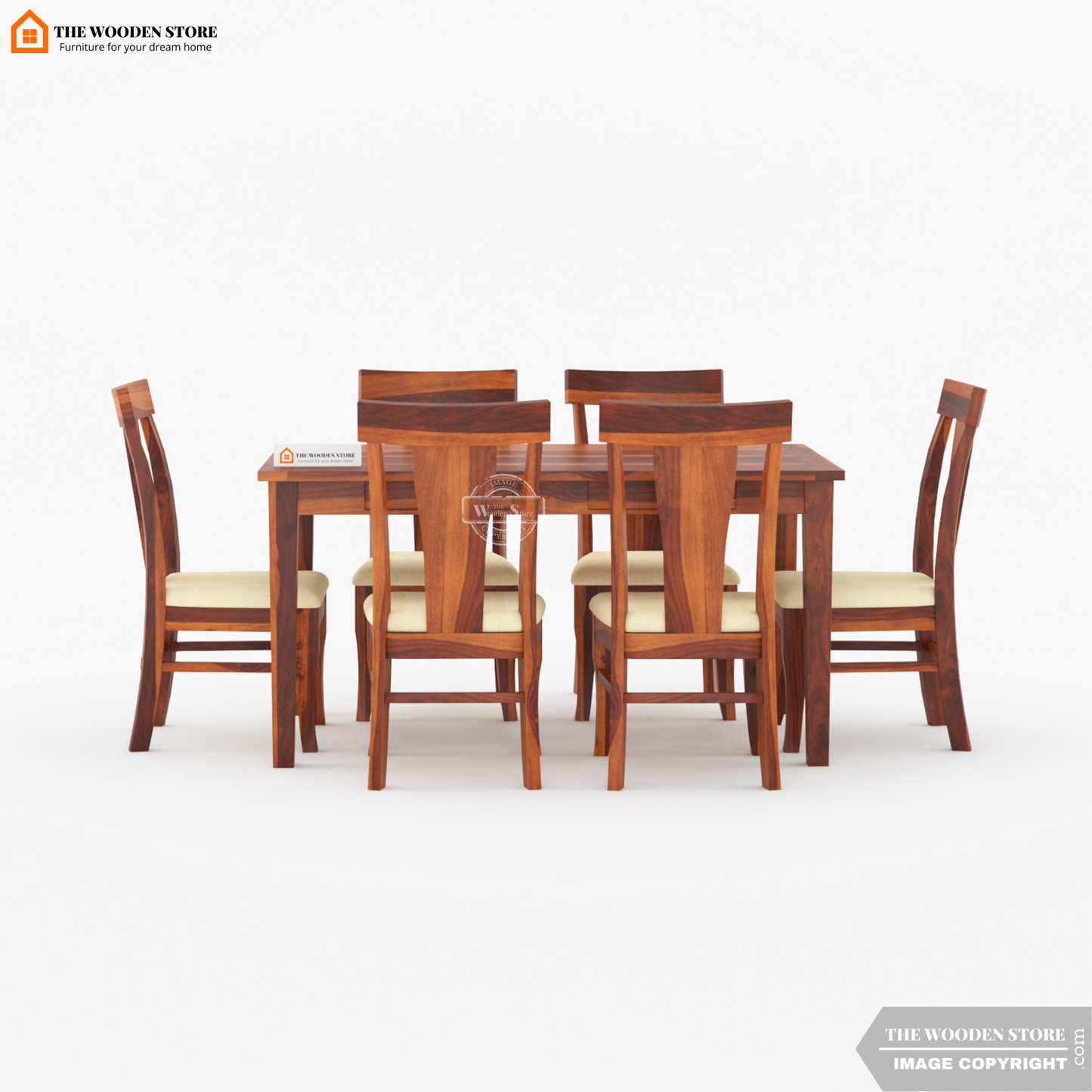 Velma 6 Seater Dining Set (Honey Finish)