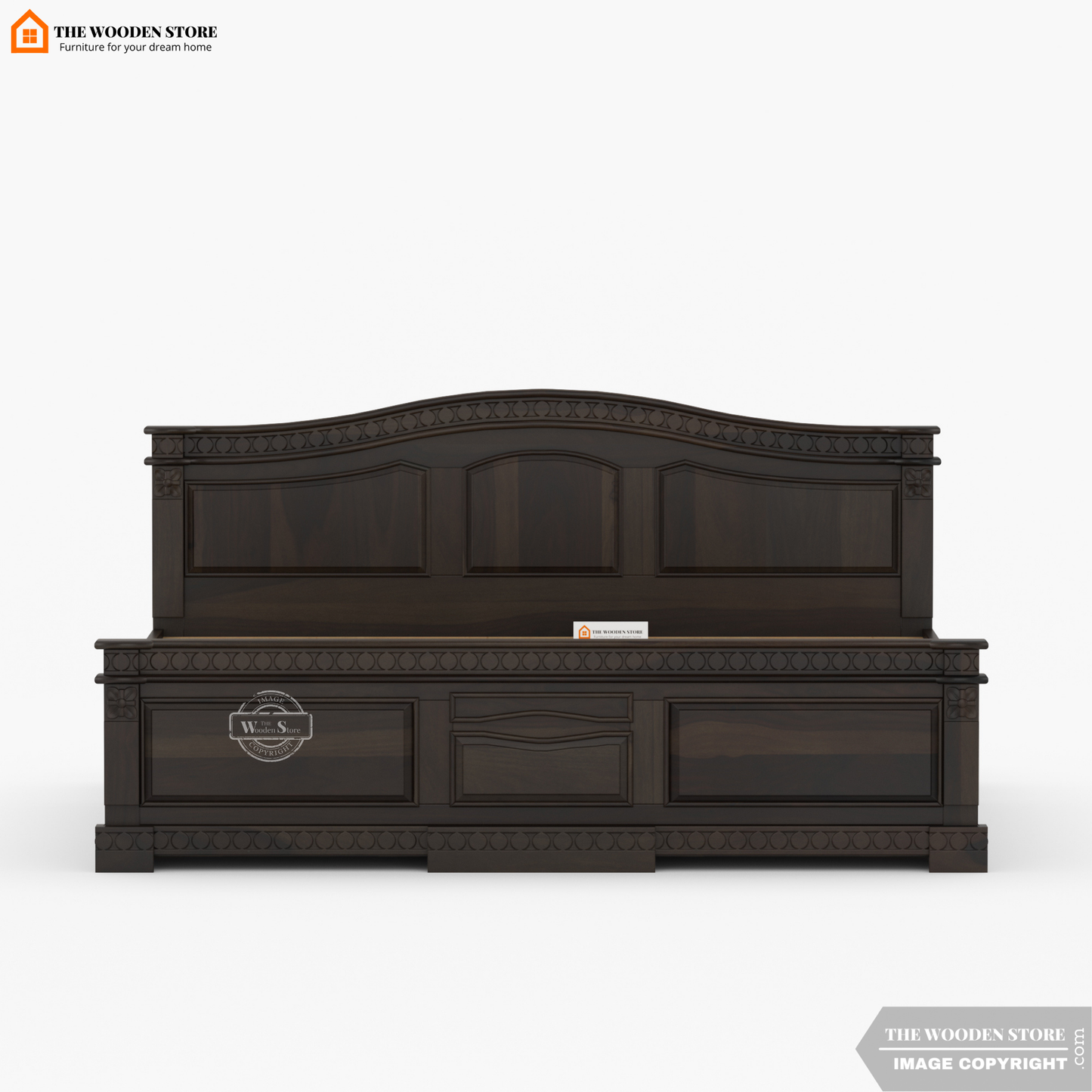 George Hydraulic Bed With Storage (King Size, Walnut Finish)