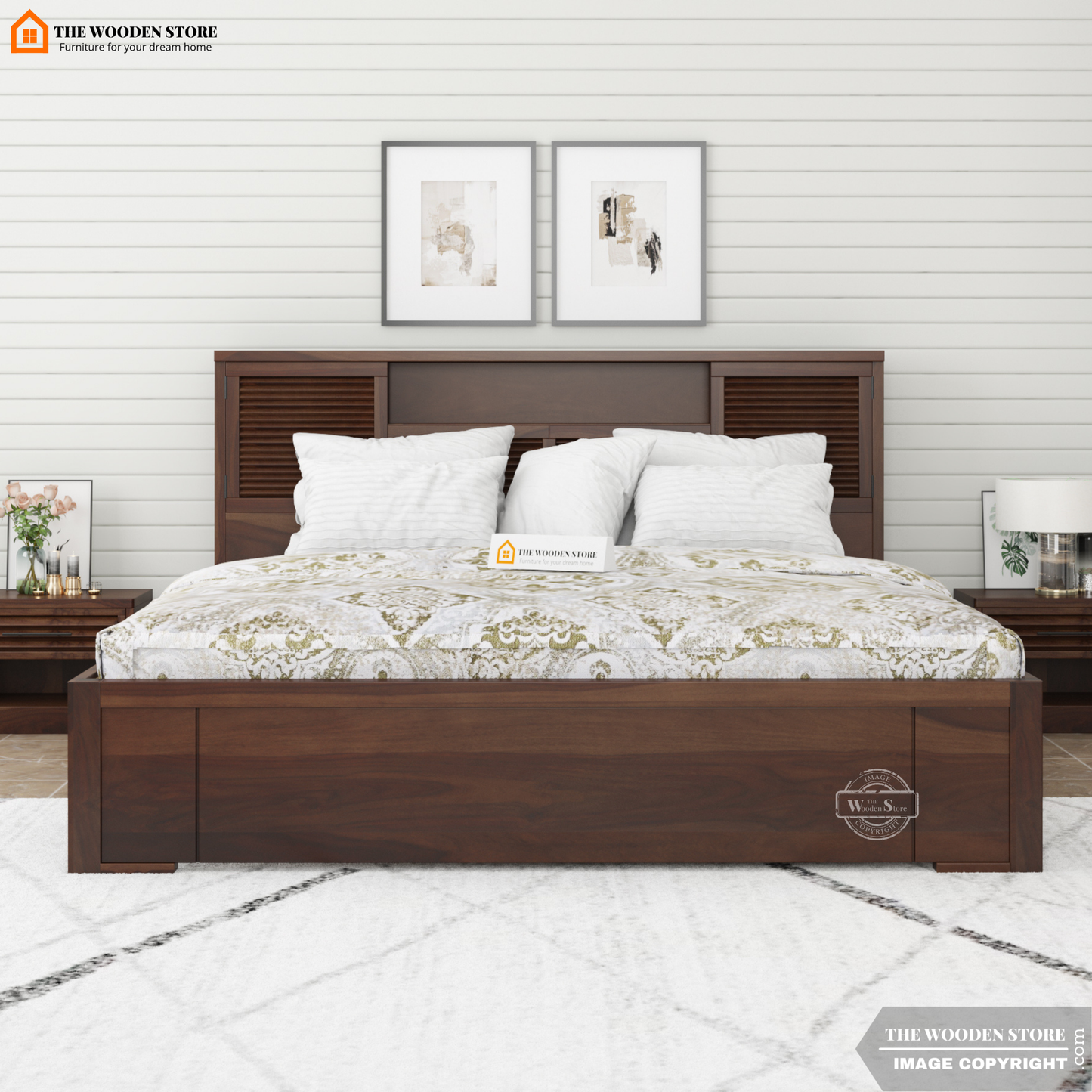 Franklin Hydraulic Bed With Storage (Queen Size, Walnut Finish)