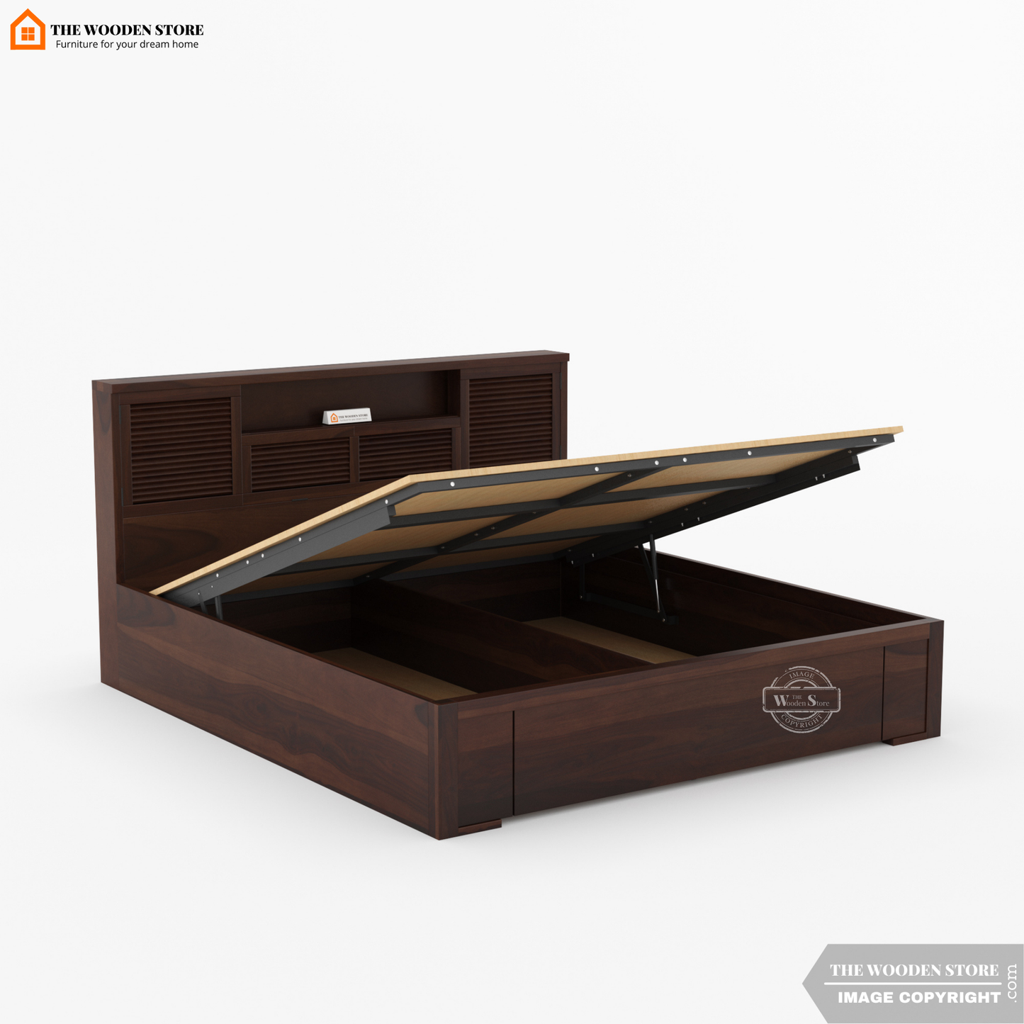 Franklin Hydraulic Bed With Storage (Queen Size, Walnut Finish)