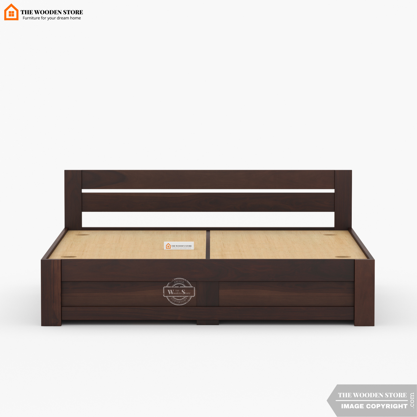 Jasper Bed with Drawer Storage (Queen Size, Walnut Finish)
