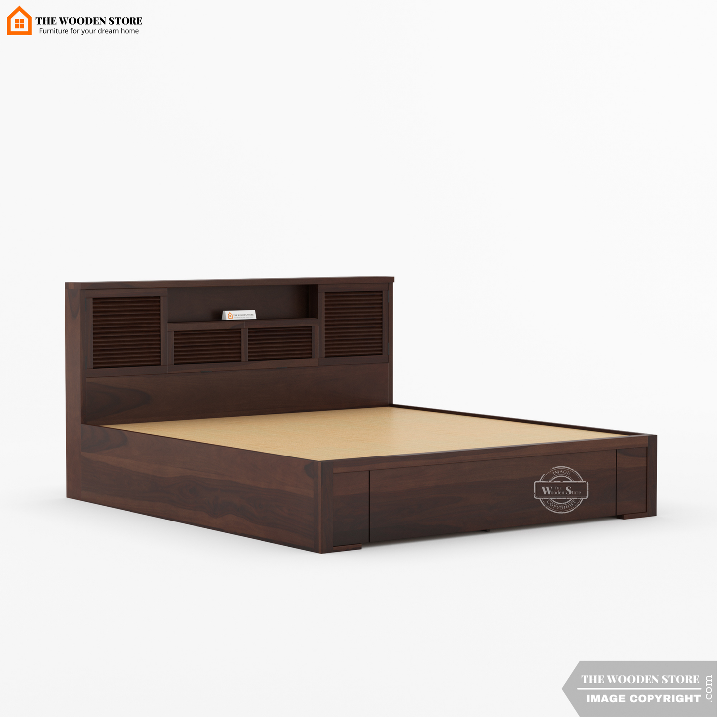 Franklin Hydraulic Bed With Storage (Queen Size, Walnut Finish)