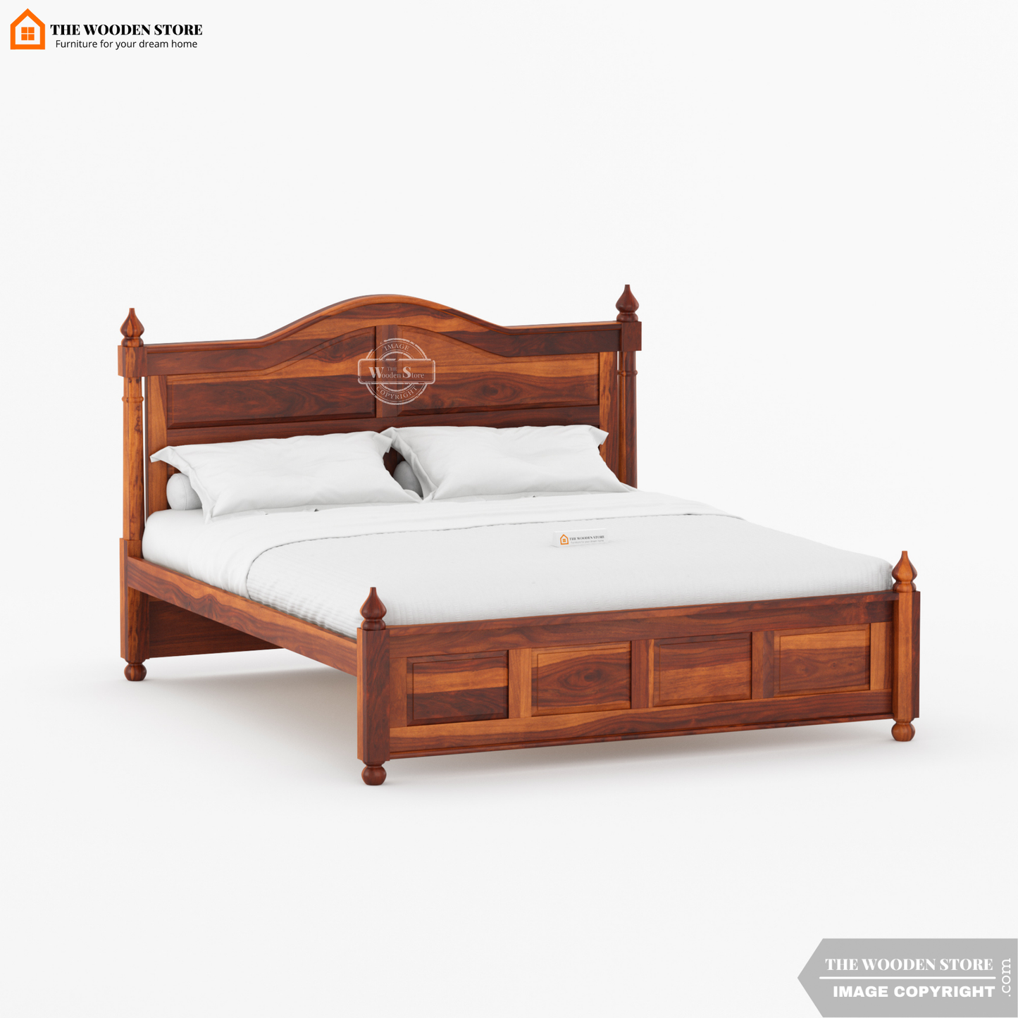 Boonville Bed without Storage (Queen Size, Honey Finish)