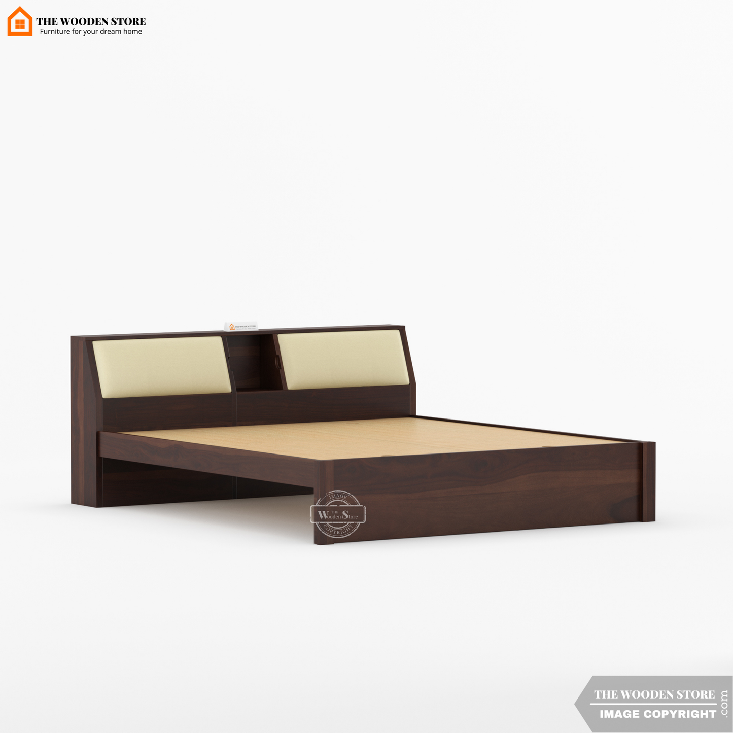 Walker Bed without Storage (King Size, Walnut Finish)
