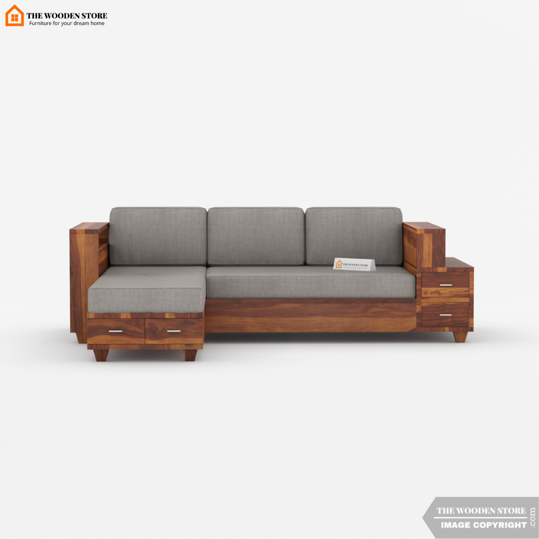 Brian L-Shaped Sofa (Honey Finish)
