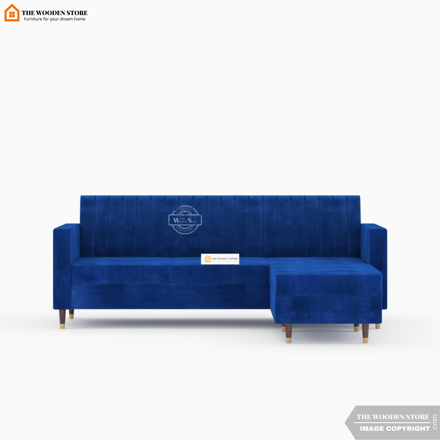 Orner L-Shape Corner Fabric Sofa (Marine Blue)
