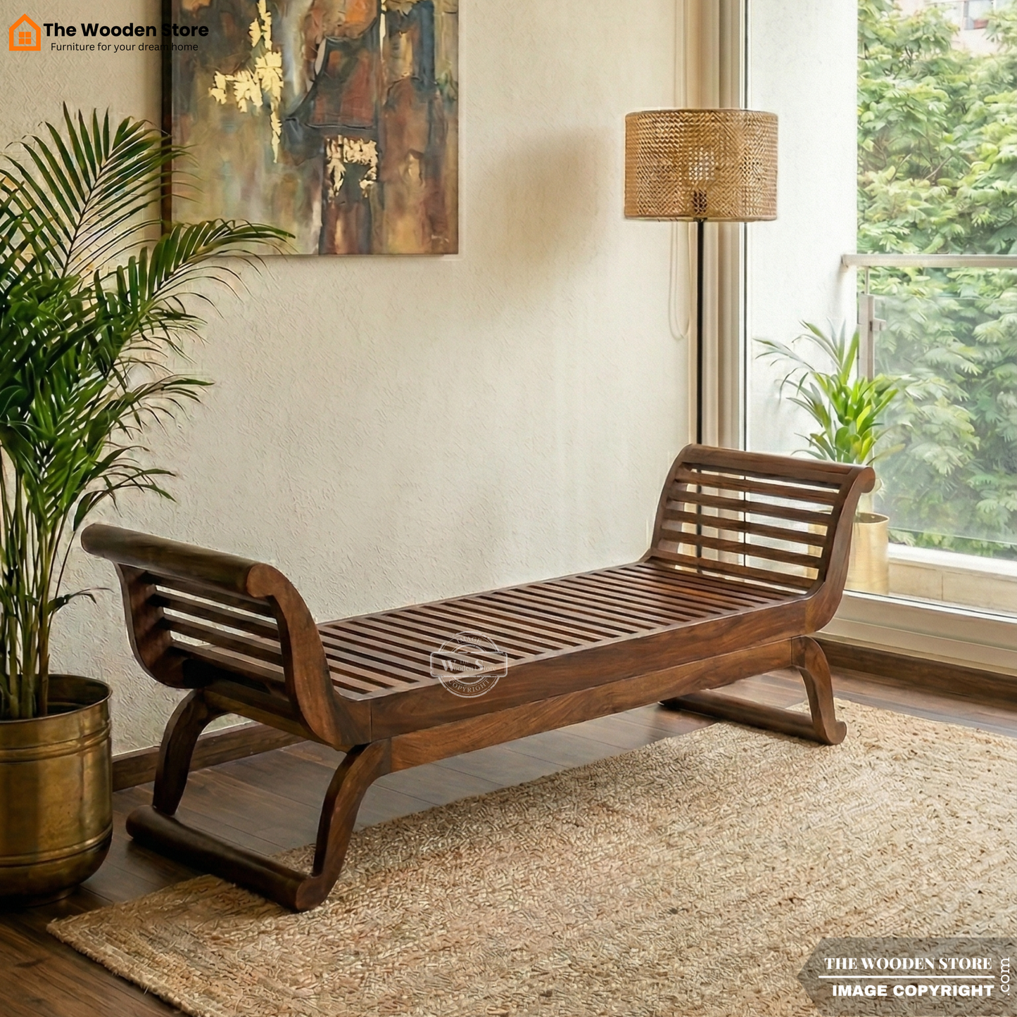 Krishna Recamier Without Upholstery (Honey Finish)