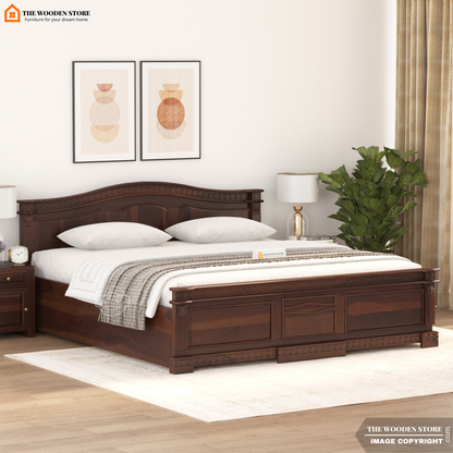 George Hydraulic Bed With Storage (King Size, Walnut Finish)