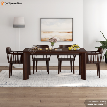 Captain 6 Seater Dining Table Set (Walnut Finish)