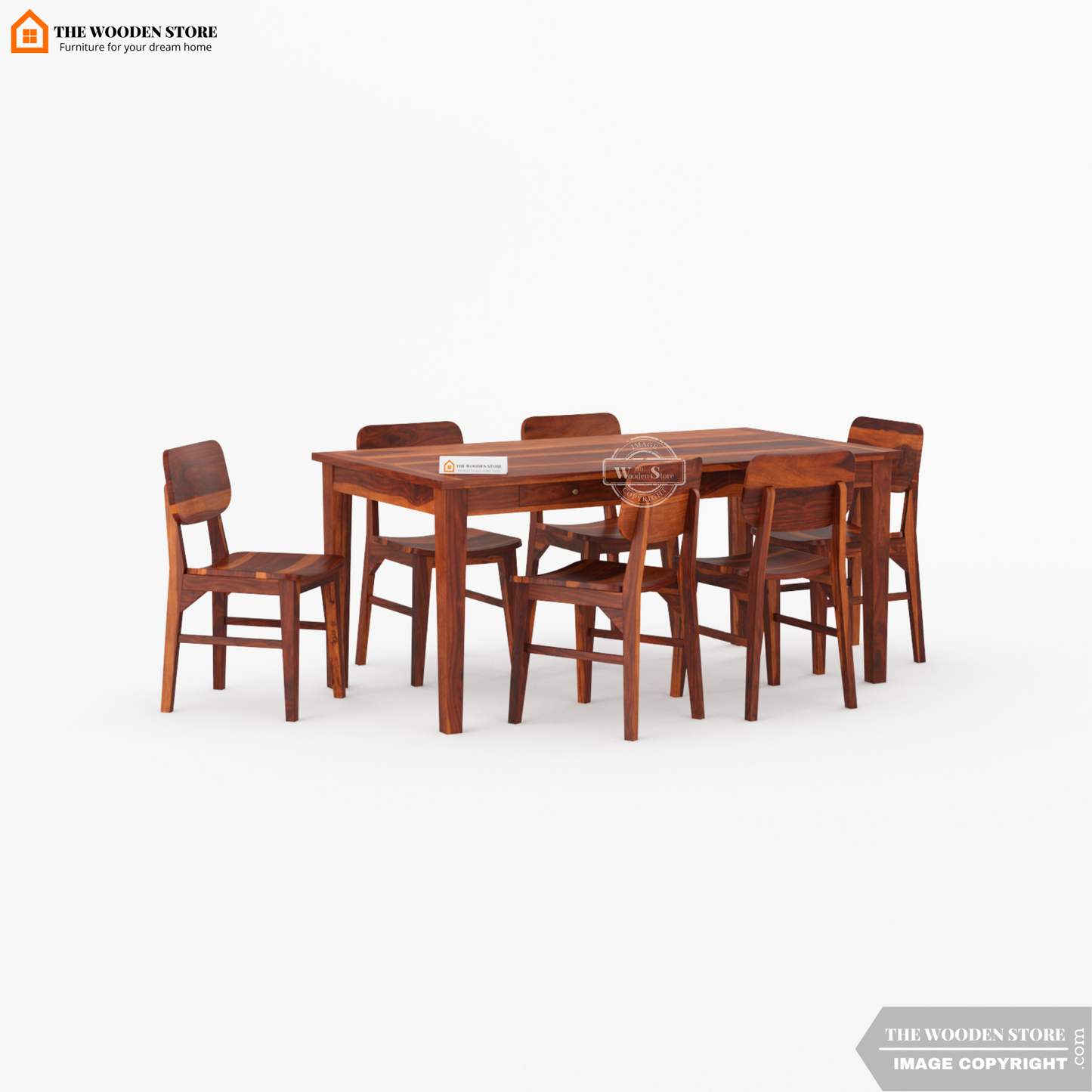 Folmar 6 Seater Dining Set (Honey Finish)