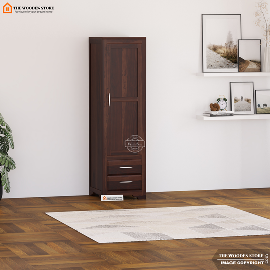 Griffin 1 Door Multi-Utility Wardrobe (Walnut Finish)