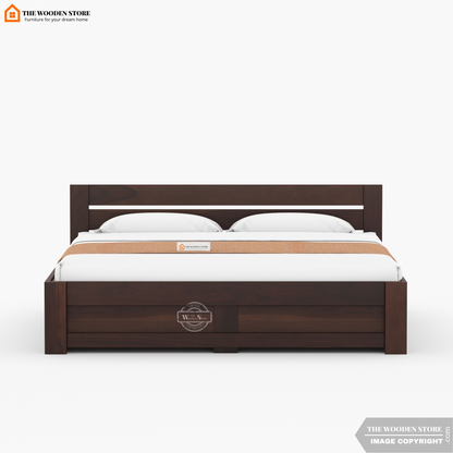 Jasper Bed with Drawer Storage (Queen Size, Walnut Finish)