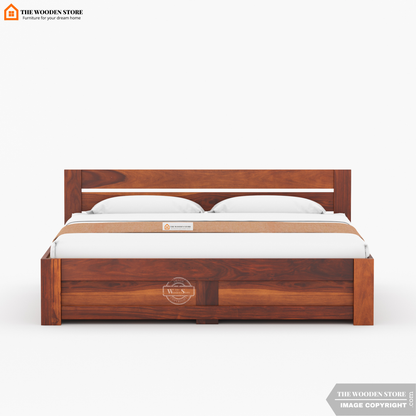 Jasper Bed with Drawer Storage (Queen Size, Honey Finish)