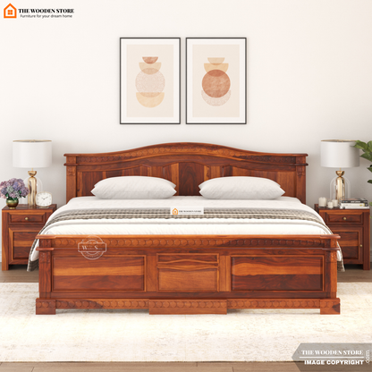 George Hydraulic Bed With Storage (King Size, Honey Finish)