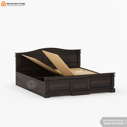 George Bed With Box Storage (King Size, Walnut Finish)