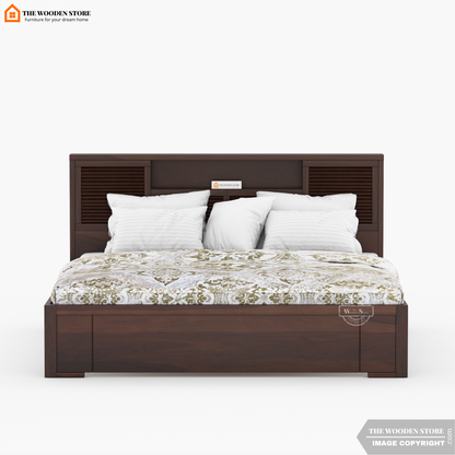 Franklin Hydraulic Bed With Storage (Queen Size, Walnut Finish)