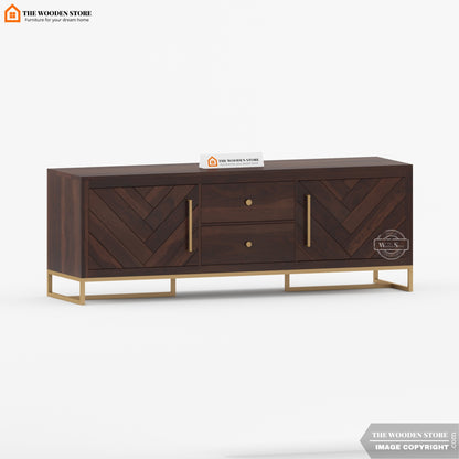Kyron Metal Base Tv Unit (Walnut Finish)
