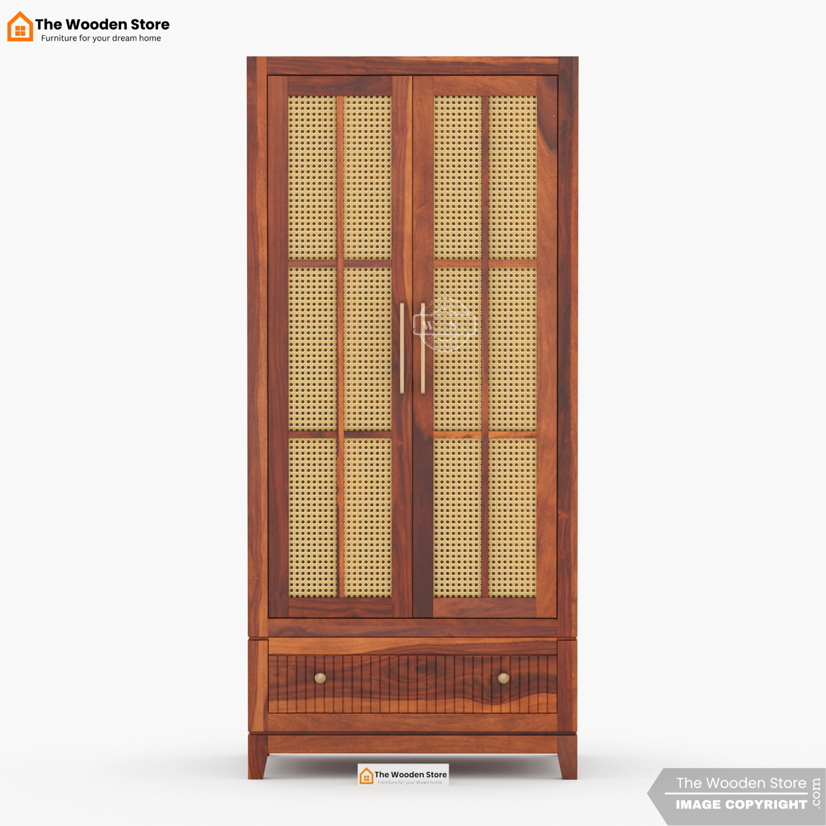 Sandrea 2 Door Multi-Utility Wardrobe (Honey Finish)