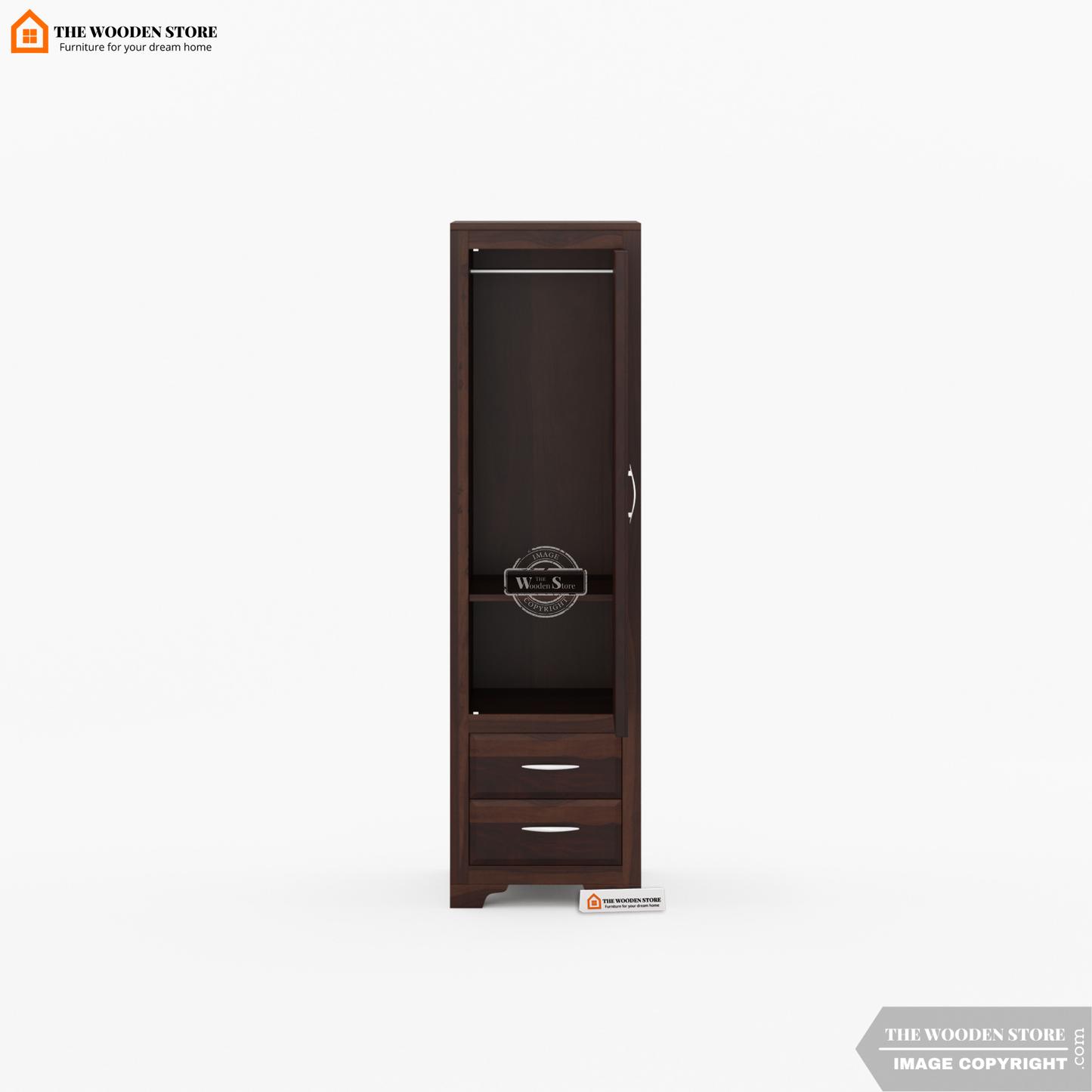 Griffin 1 Door Multi-Utility Wardrobe (Walnut Finish)