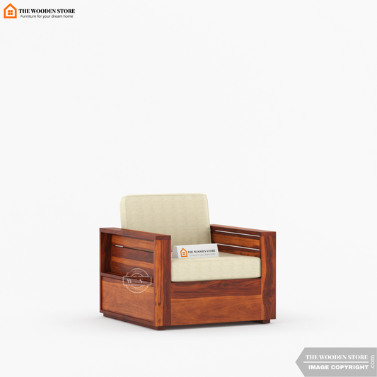 Peter 1 Seater Wooden Sofa (Honey Finish)