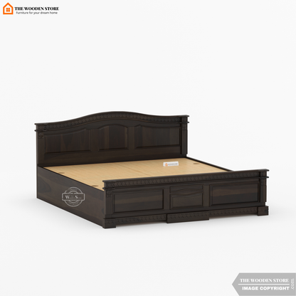 George Bed With Box Storage (King Size, Walnut Finish)