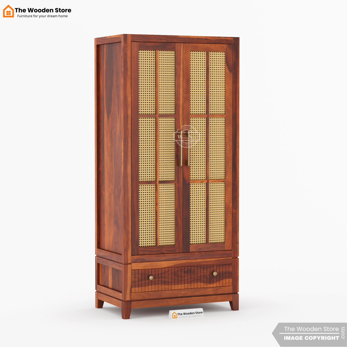 Sandrea 2 Door Multi-Utility Wardrobe (Honey Finish)