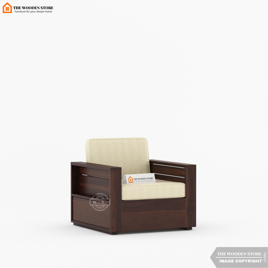 Peter 1 Seater Wooden Sofa (Walnut Finish)