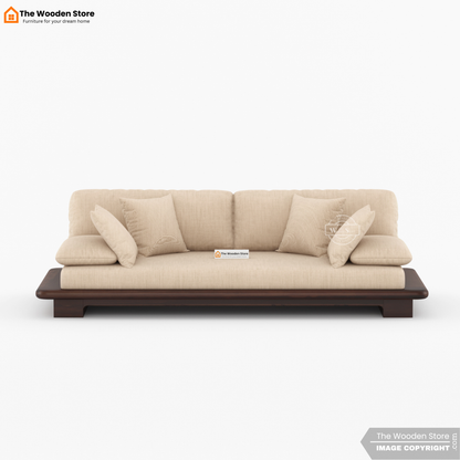 Japanese Platform 3 Seater Wooden Sofa (Walnut Finish)