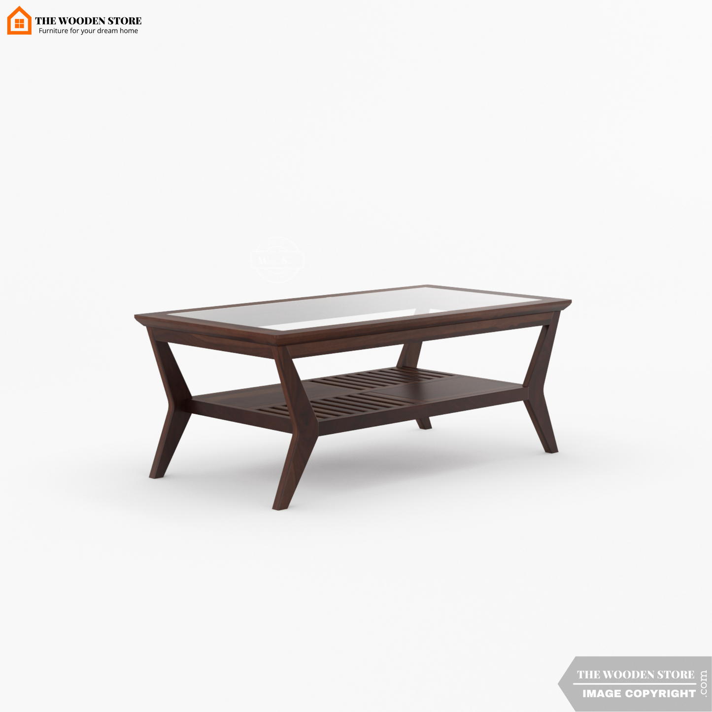 Forge Glass Top Coffee Table (Walnut Finish)