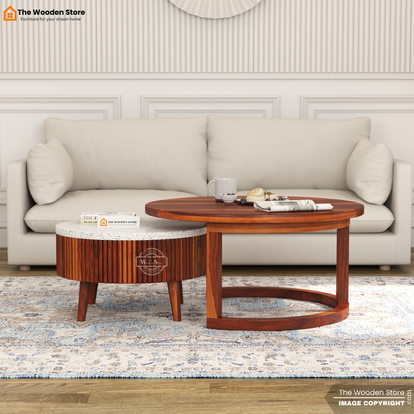 Alden Nesting Coffee Table Set of 2 (Honey Finish)