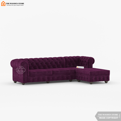 Ronin L - Shape Right Aligned Corner Sofa (Wine Berry)