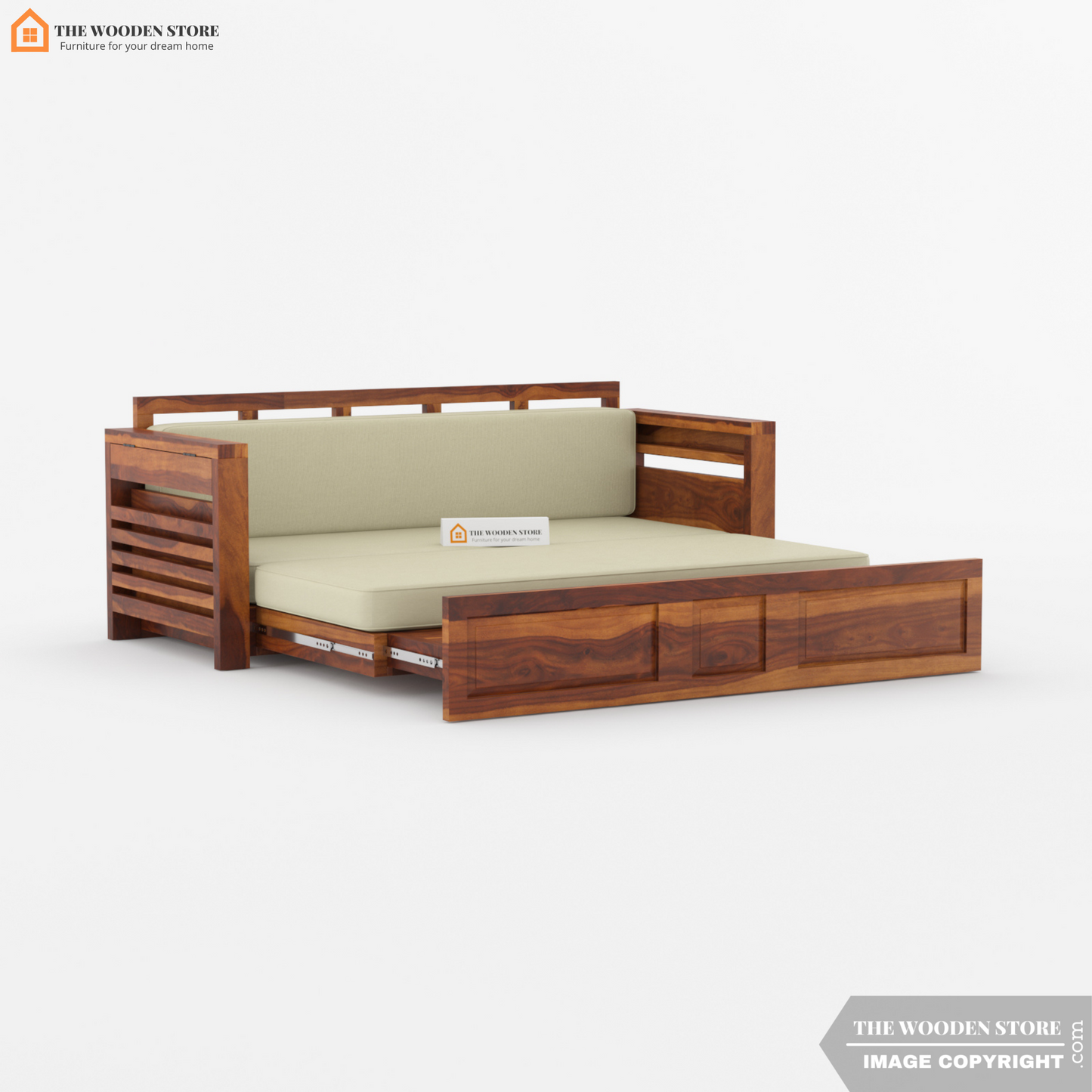 Casper Sofa Cum Bed (Queen Size, Honey Finish)