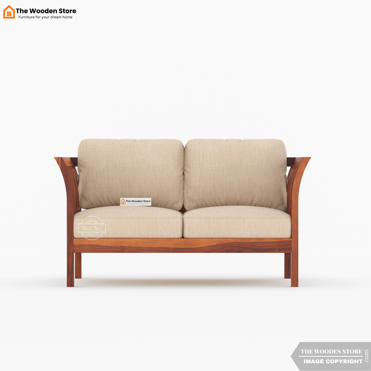 Cristen 2 Seater Wooden Sofa (Honey Finish)