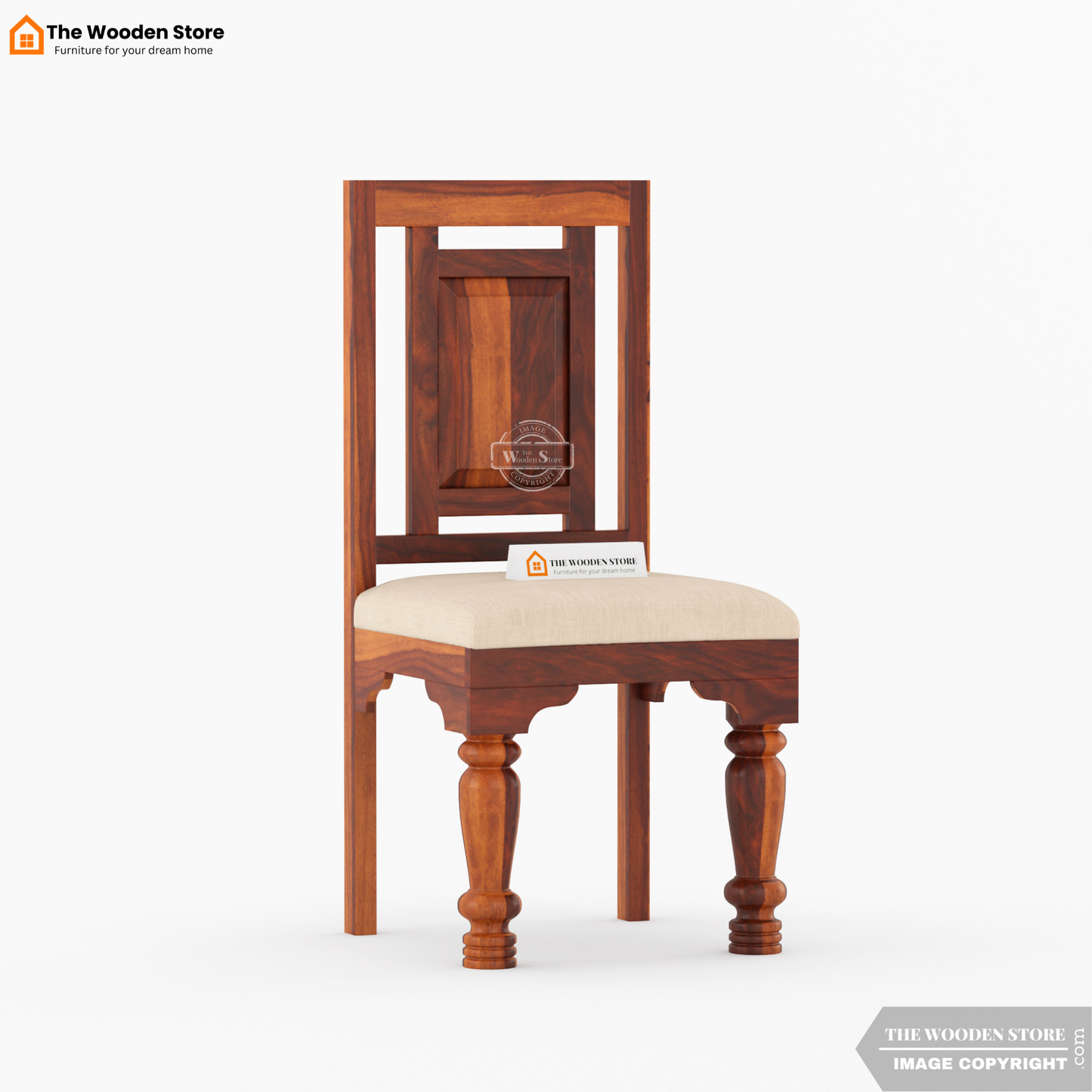 Royal Brass and Tiles 6 Seater Dining Table Set (Honey Finish)